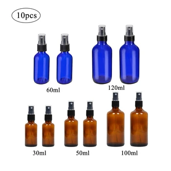 

30-120ML Empty Amber Glass Bottles Essential Oil Mist Spray Container Case Refillable Bottle Liquid Atomizer Makeup Spray Bottle