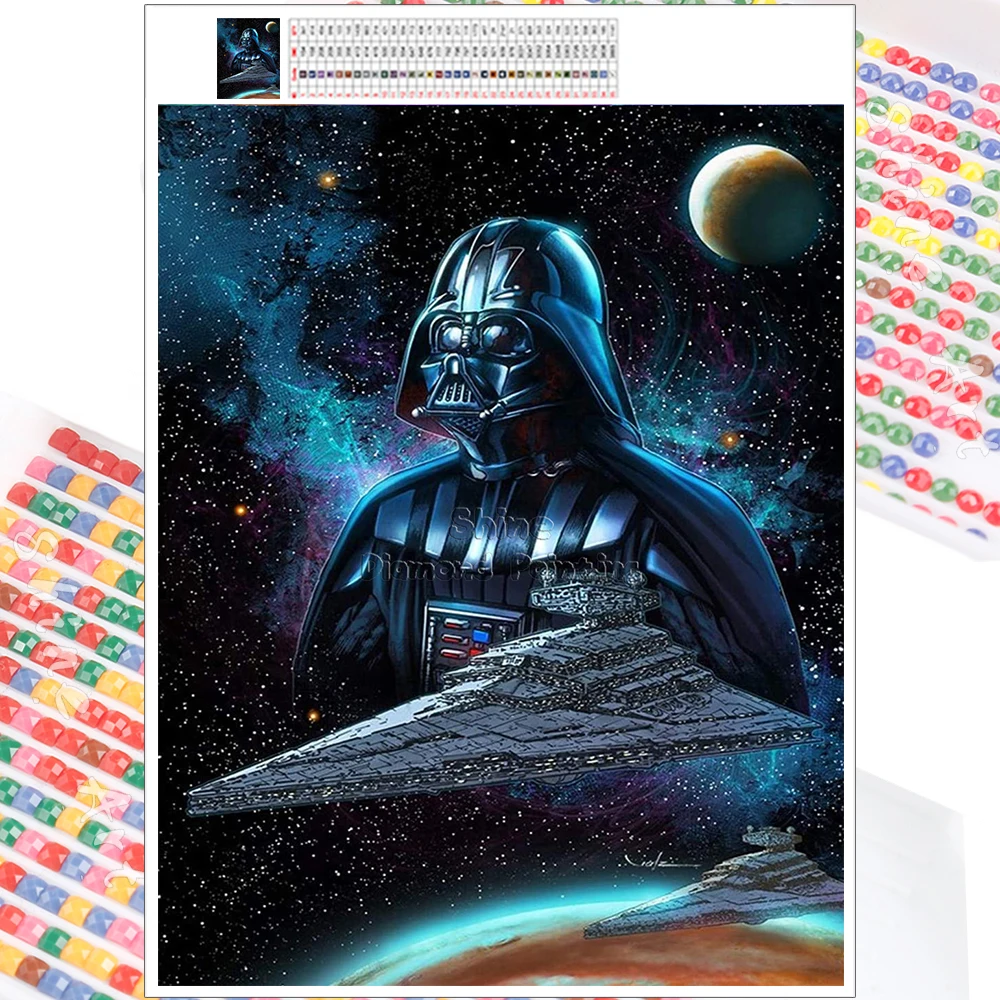 5D Diamond Painting Mosaic Kit Cartoon Battleship Dark Warrior Star Wars Embroidery DIY Square Round Christmas Home Decor