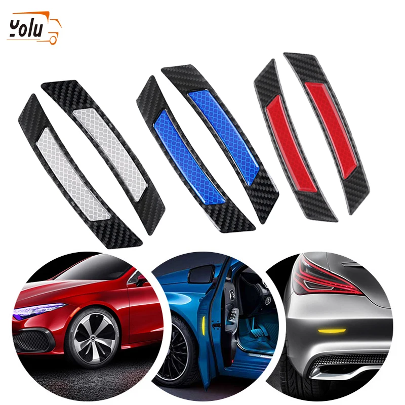 

YOLU 2Pcs Car SUV Body Door Reflective Safety Durable Portable Convenient Useful Warning Anti-Collision Sticker Protector