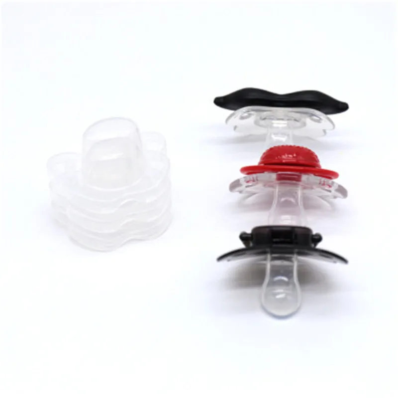 Baby Universal Pacifier Back Cover Newborn Orthodontic Dummy Pacifiers Beard Nipple Dust Cover Kids Red Lip Comfort Pacifier Cap