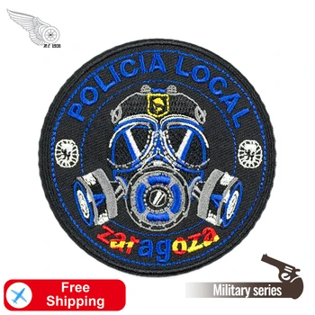 

Policia Local Zaragoza Embroidery Spanish Army Balmis Patches for Clothing Hook and Loop Applique Motorcycle Jacket Accessories