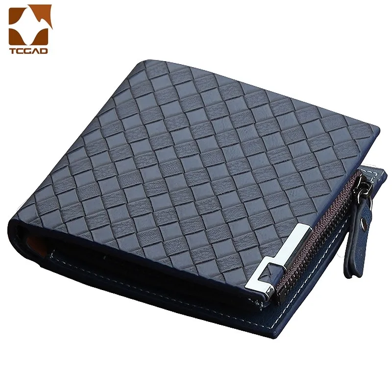 

Leather Wallet Men Short 100% Knitting Tide Brand Business Suit wallet Youth Simple Designer Money Clips Discount Hot 2020 New