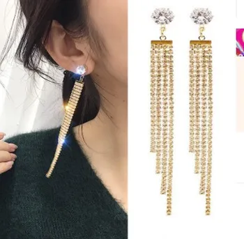 

wonderful diamond Crystal Popular tassels lady's earings up-brand gift free shipping