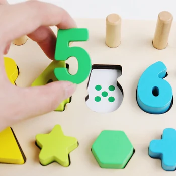 

Preschool Kids Math Toys Count Geometric Shape Cognition Match Wooden Montessori Toy FK88
