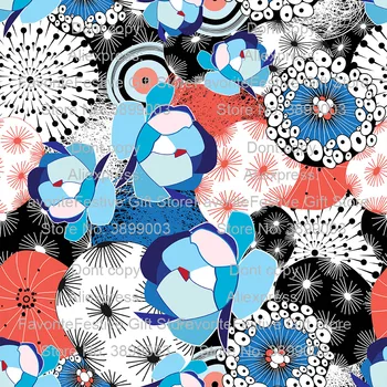 

Bronzed Dark Blue Wave Cherry Blossoms Flowers Printing Japanese Kimonos Retro Patchwork rayon Cotton Fabric Sewing tissu