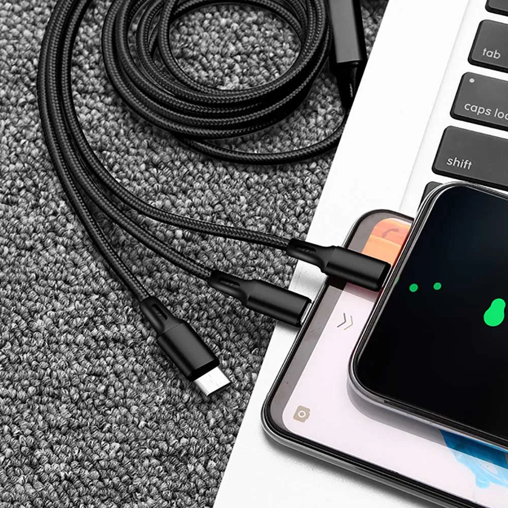 3 в 1 USB кабель для iPhone 11 7 samsung S9 S8 Xiaomi мульти Быстрая зарядка микро USB кабель usb type C кабели для мобильных телефонов