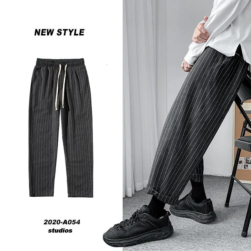 Privathinker Korean Men's Striped Harem Pants 2020 Streetwear Man Casual Loose Trousers Japanese Men Black Gray Pants Plus Size Privathinker Korean Men's Striped Harem Pants 2020 Streetwear Man Casual Loose Trousers Japanese Men Black Gray Pants Plus Size