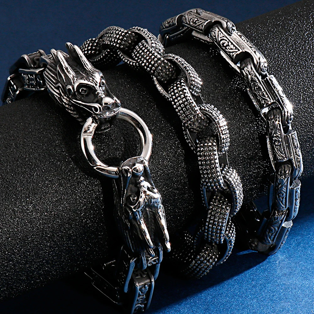 Мужской винтажный браслет с двойной цепочкой Dragon Head массивный хип хоп из