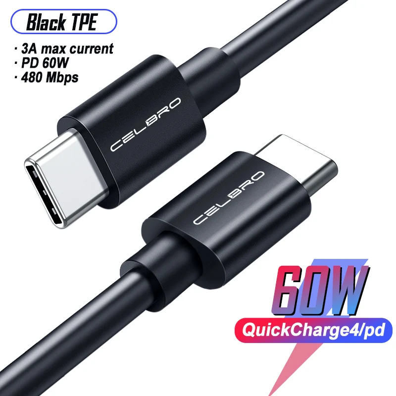 0.3/0.5/1.5/2 Meter Usb PD Type C Cable Usb-C To Usb-C Cable Super Fast Charging QC4.0+ for Samsung Galaxy Note10 Plus Note 10 - Цвет: Black