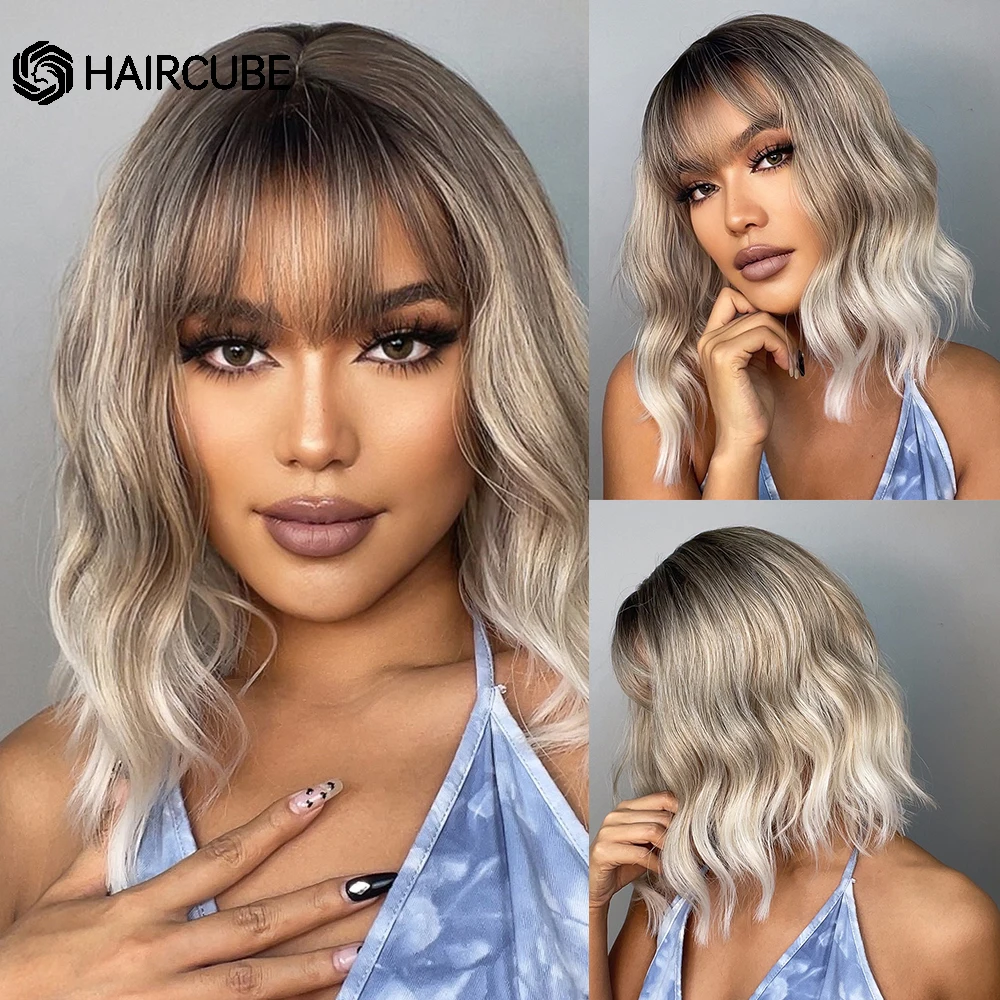 Sintéticas de Comprimento Ombre com Franja para Mulheres Resistentes ao Calor Perucas Médio Castanho Vermelho Naturais Ondulado Lolita Bonito Cosplay Cabelo 5 Computers & Electronics