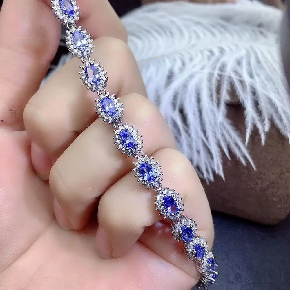 

Natural tanzanite bracelet, the latest fashion, 925 Sterling silver, many gems, beautiful color, Ladies Bracelet