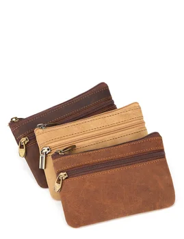

2020 Vintage Genuine Leather Wallet Zipper Purse Handbag Credit Card Coin Wallet Clutch Men Wallet Women Purse Money Bag