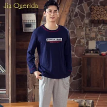 Мужские пижамы из хлопка темно-синего цвета, однотонные серые брюки, рубашка с длинными рукавами, красивая эластичная резинка на талии, мужские пижамы, китайский пижамный комплект для мужчин