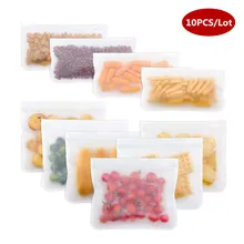 10 шт./компл. силиконовый контейнер для хранения Еда контейнеры для хранения Многоразовые силиконовые Еда сумки для хранения стоьте вверх молния закрыть мешок чашки пакеты для сохранения свежести продуктов