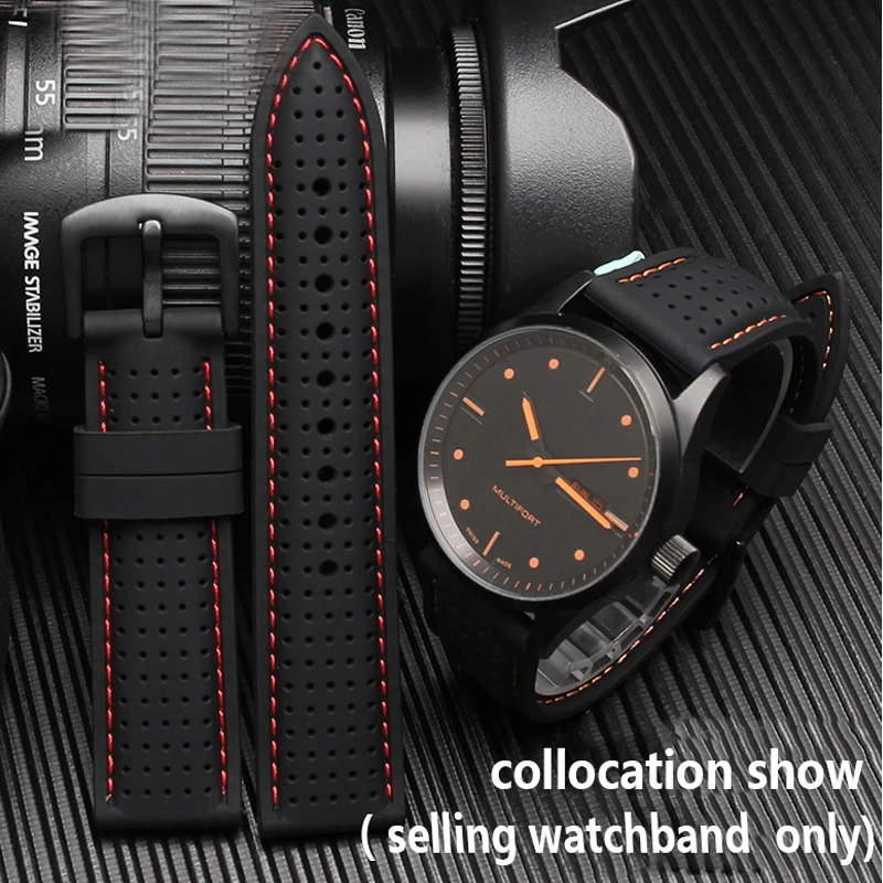 Men's waterproof sweat proof and breathable strap is suitable for Samsung Huawei Mido Tissot Casio soft silicone rubber | Наручные