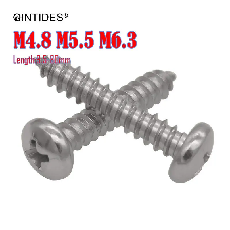 QINTIDES M4.8 M5.5 M6.3 длина 9 5 80 мм крестовые встраиваемые Винты с круглой головкой