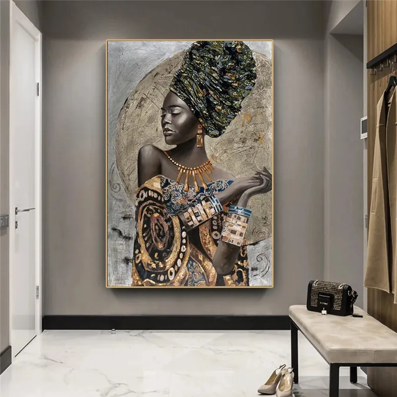 Peinture de femmes noires africaines par nombres, dessin sur toile, toile peinte à la main, cadeau d'art, bricolage d'images par nombres, Kits de décoration pour la maison