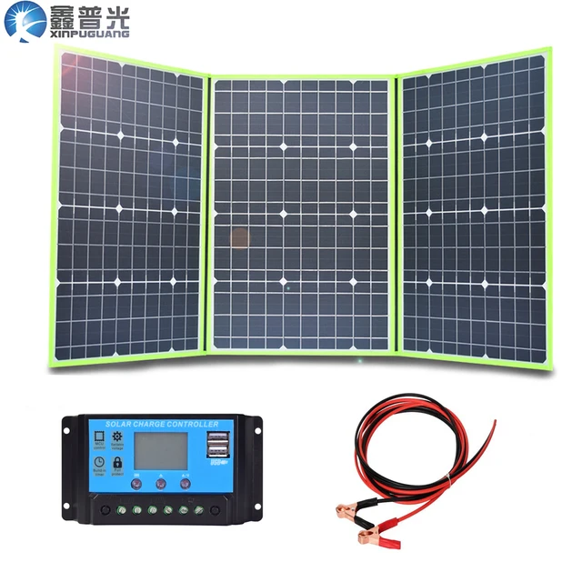 US $181.85 150w 50w*3 20v mono solar panel flexible foldable for home charger kit controller 5v usb for 12v RV
