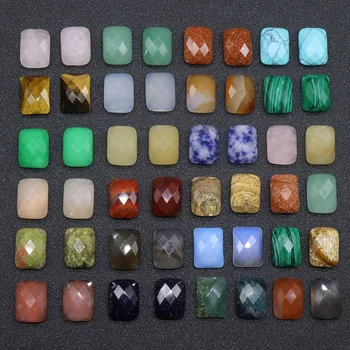 

Natural Stone Faceted Crystal Ring Face Rectangular Malachite Flat Diamond Face Handmade DIY Necklace Bracelet Ring Accessories