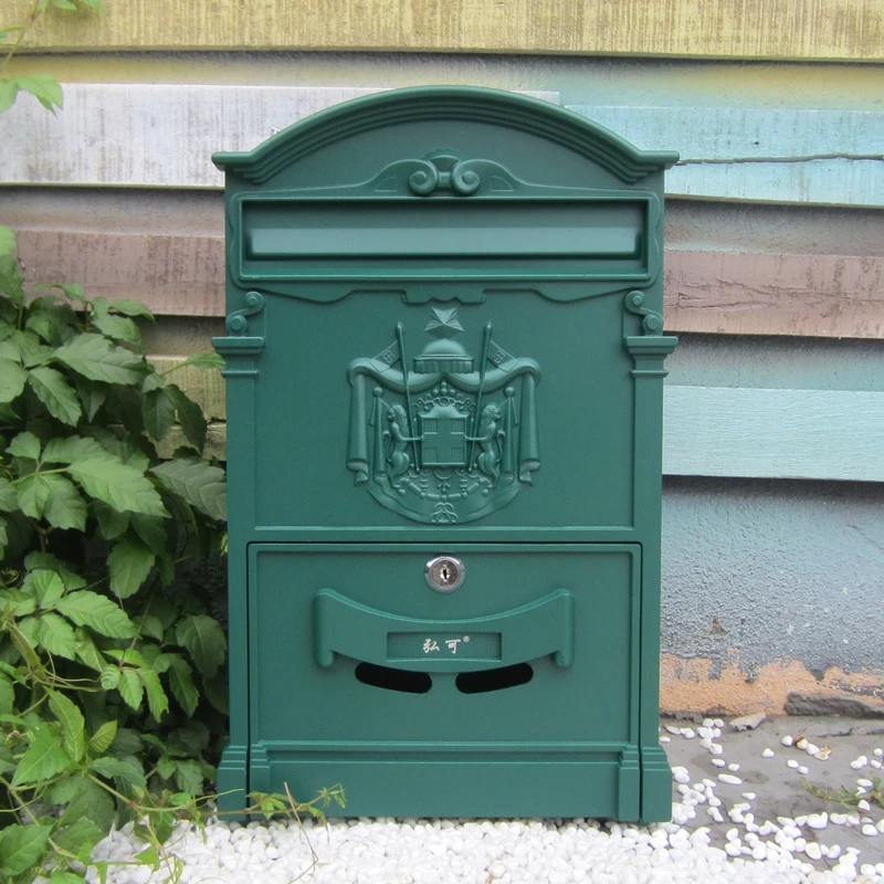 Почтовый ящик, европейская вилла с замком, коробка с надписью, уличная Водонепроницаемая коробка с буквами, настенные заметки, ящик для предложений, креативный Ретро почтовый ящик - Цвет: Post and mail green