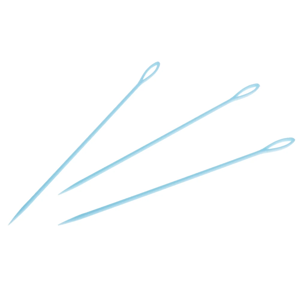 9 Pieces Colorful Large Eye Plastic Sewing Needles for Children Craft Needlework