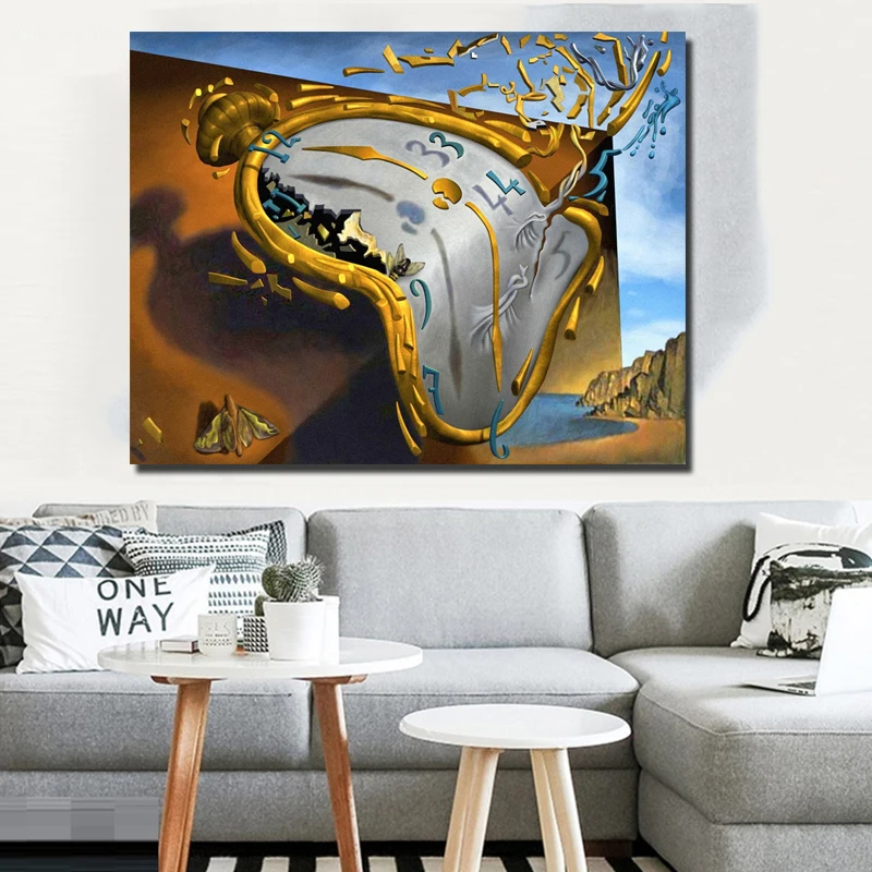 Самоотверженные постсовременные Абстрактные Художественные часы от Salvador Dali на холсте напечатанные художественные картины настенные картины для декора гостиной