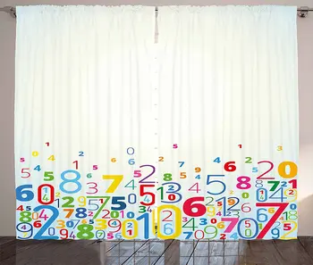 

Mathematics Classroom Curtains Rainbow Colored Digits Algebra Math Learning to Count Print Living Room Bedroom Window Drapes