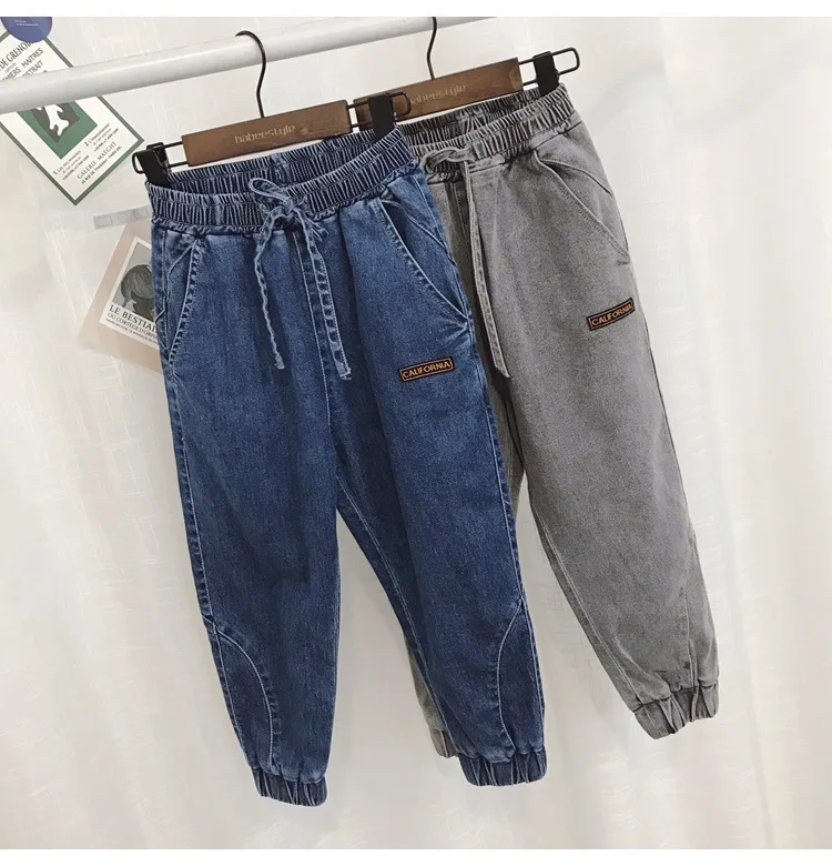 Новинка, джинсы для мальчиков штаны-карго с большим карманом Молодежные джинсы в стиле хип-хоп повседневные джинсы с отстрочкой детские штаны для мальчиков