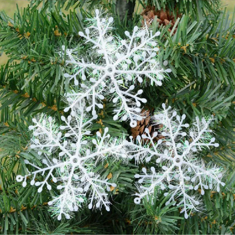 Christmas Tree Decoration Snowflakes 6cm-18cm White Plastic Artificial Snow Home Decorations 2020 Happy New Year Party Supplies images - 6