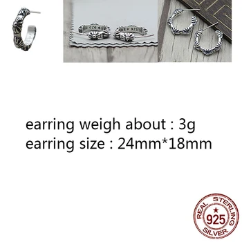 

E09-3 S925 sterling silver earrings personality retro fashion wild punk hip-hop style cross flower around simple girls birthday