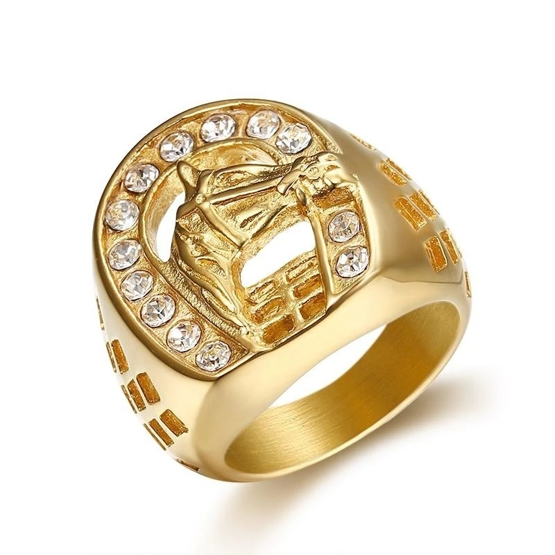 Animal Ring Fashion Mens Ring Animal Ring Horse Head Hollow Hip Hop Punk Horseshoe Jewelry Gifts Boys