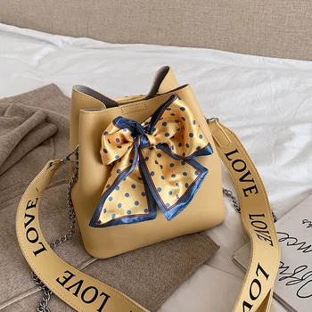 

ins super fire small bag female 2020 new net red fashion scarf chain messenger bag wild broadband bucket bag