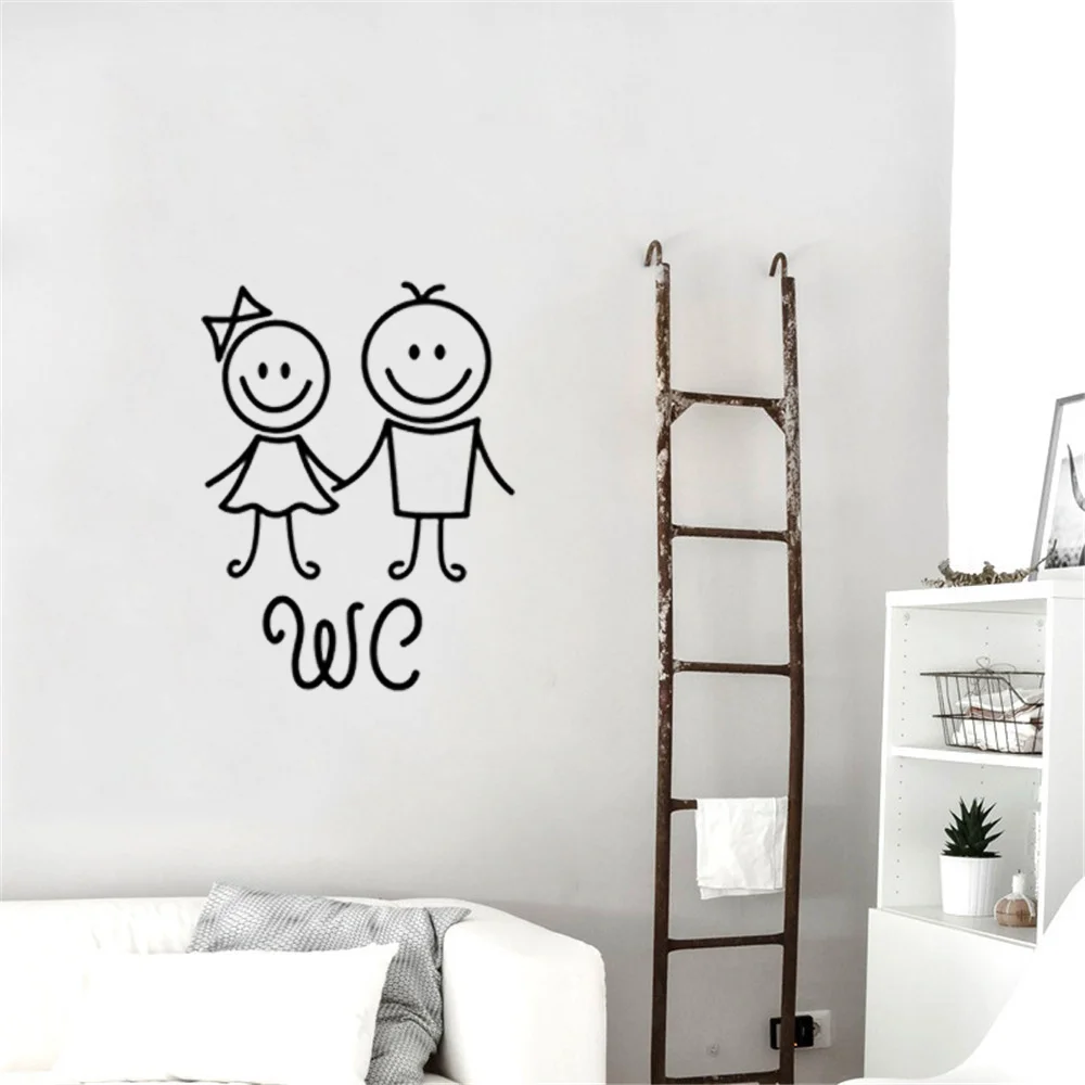 

Cartoon WC Door Decoration for Bathroom Man and Women Toilet Wall Stickers Creative Wall Decals PVC Vinyl Wallposter Removable