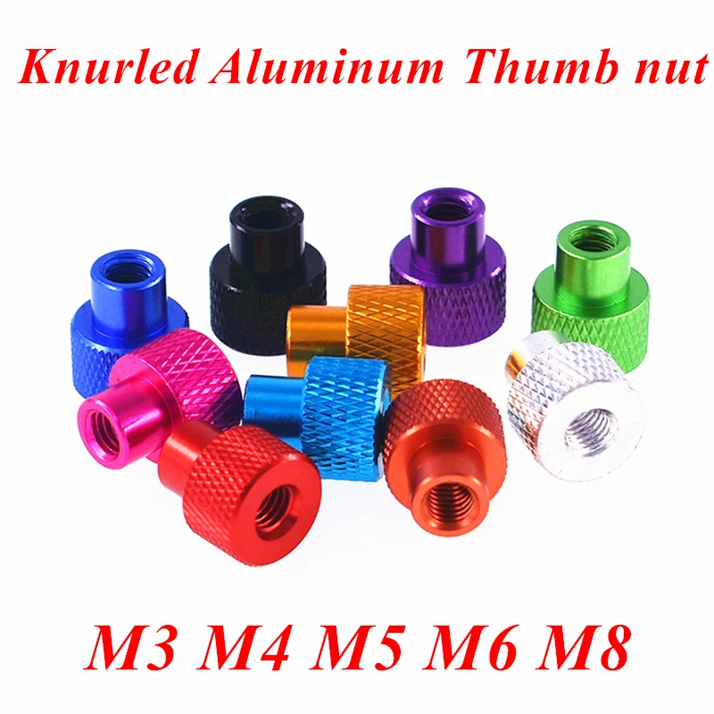 Knurled Thumb Nuts Aluminum Alloy Hand Grip Knobs M6 M8 M10 M12 With Side Hole 