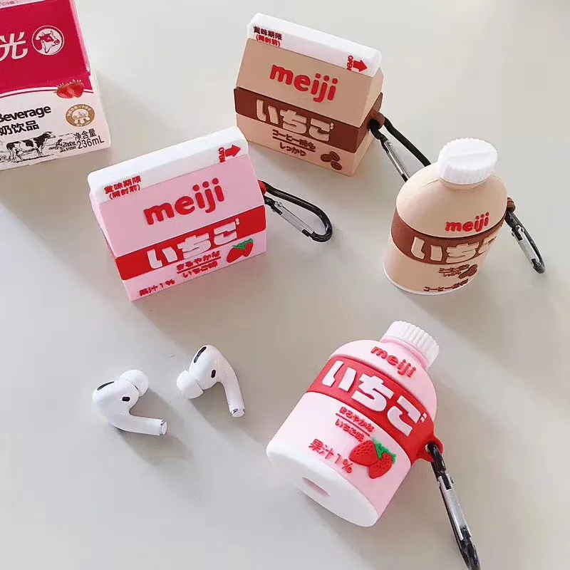 Силиконовый чехол Беспроводной гарнитура bluetooth защитный для airpods1 / 2 3pro молочный