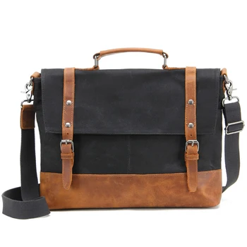 

Laptop Messenger Bag Men Waterproof Bags Male Laptop Crossbody Bags For Women Leather Vintage Oil Canvas Shoulder Bag