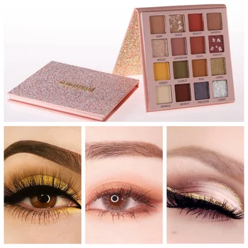 

16-Color Eyeshadow Palette Waterproof Long-lasting Natural Glitter Makeup Palette Make up Beauty- MKXJ