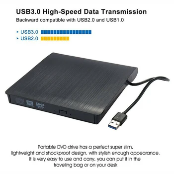 

USB 3.0 External CD DVD Drive Portable DVD-RW Burner for Windows XP/2003/Vista/7/8.1/10 PC Laptop DVD CD Optical Drive