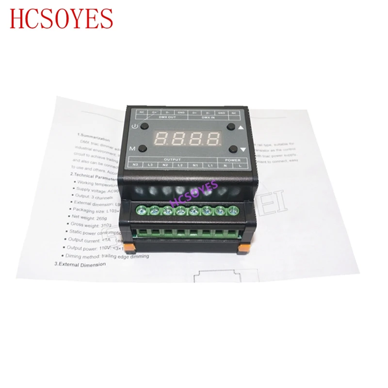 DMX302 led DMX triac регулятор яркости AC90V 240V выход 3 канала 1A/CH высоковольтный