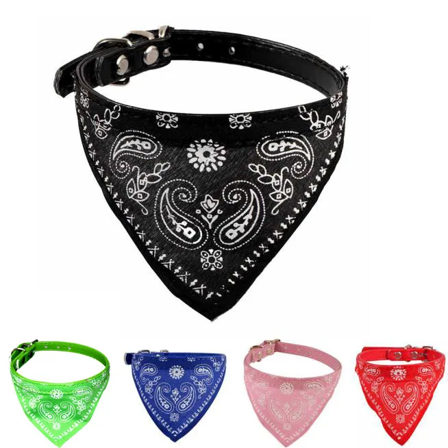 Good Value Ajustable para mascotas cachorro de perro gato bufanda de cuello Collar tipo pañoleta, pañuelo para cuello PU vestido de algodón de perro accesorios impresión vendaje Triangular Kjwne8Qb3a5