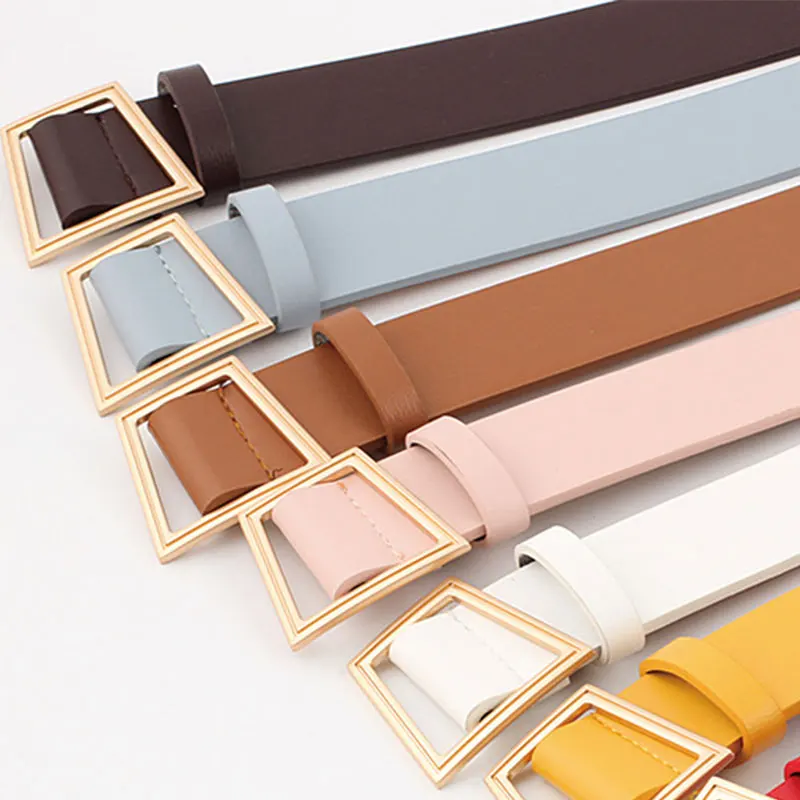 

Decorative Belt Wide Belt Geometric Metal Buckle PU Leather Waist Strap Women Belt Without Pin Dress Waistband Wild Casual