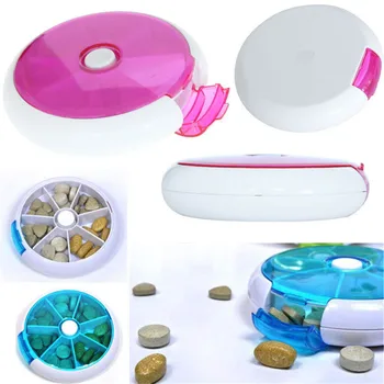 

Medicine Box 7 Day Pill Cutter Tablet Container Pastillero Weekly Rotating Pill Box Travel Pill Case Splitter Pill Organizer