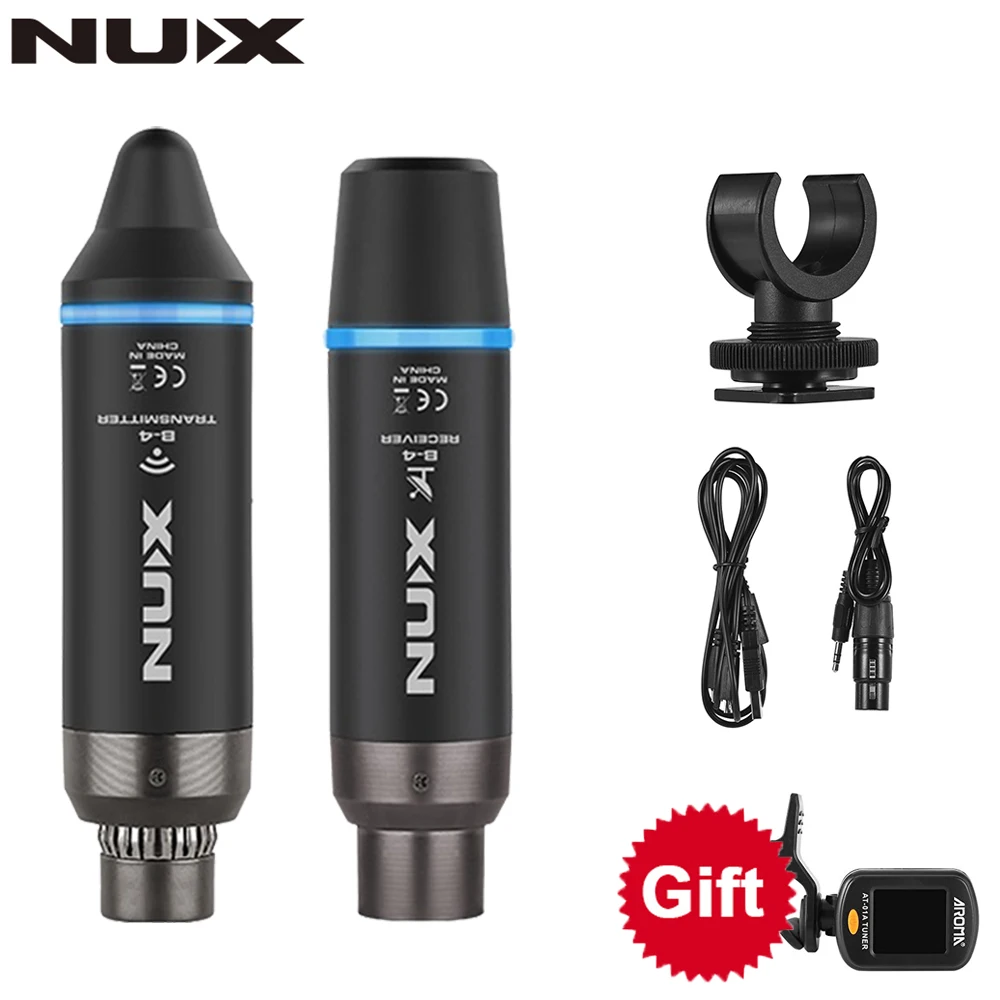 

NUX B4 B-4 2.4G Wireless Microphone System 6CH Rechargeable Transmitter Receiver for Camera Amp Wireless Audio Transmission Set