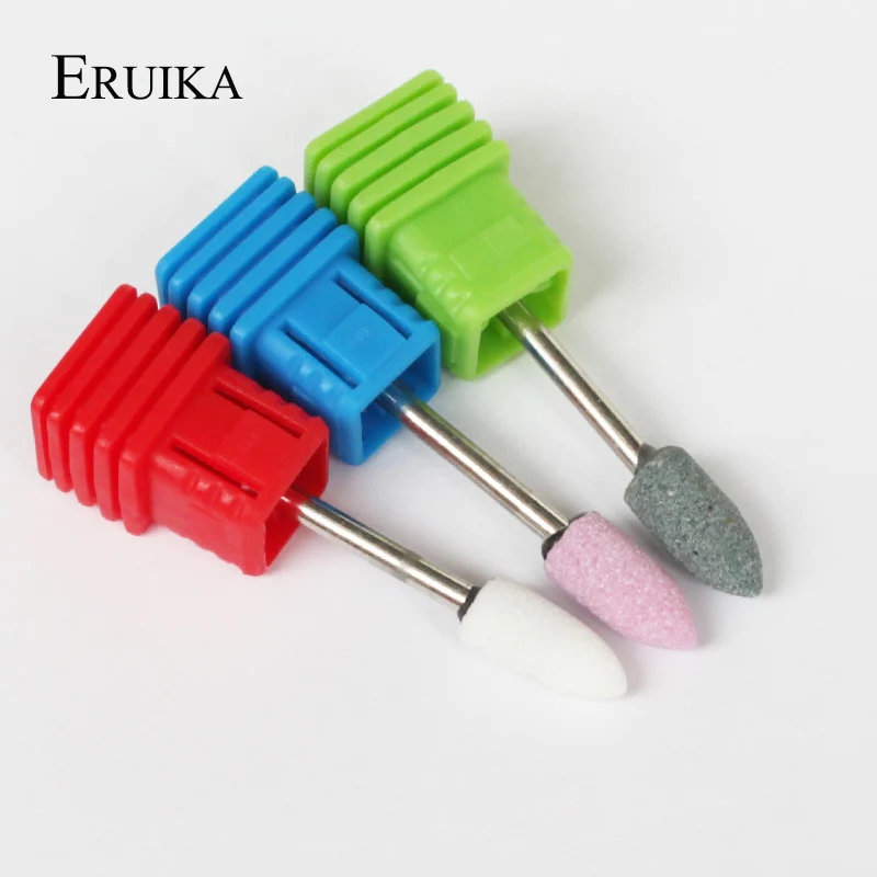 ERUIKA 1 шт. остроконечные острые фрезы для ногтей керамические фрезы для обработки камня Korund Matieral Электрический Резак для ногтей сверлильный станок для ногтей пилка для ногтей