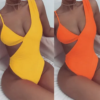 

2020 New Sexy One Piece Swimsuit Women Cut Out Swimwear Push Up Bathing Suits Beach Wear Swimming Suit for Women U1056 m