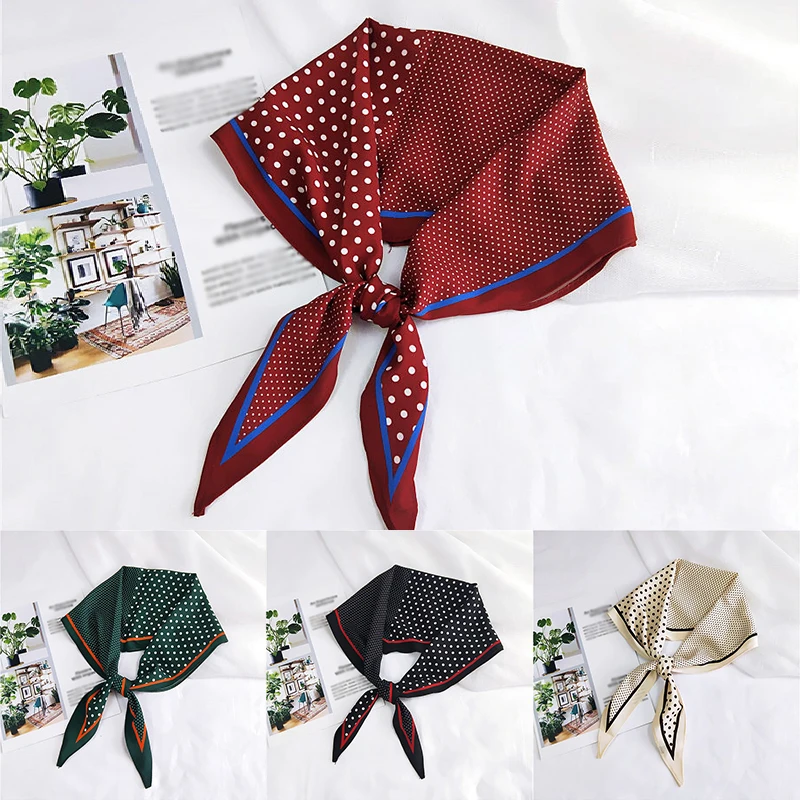 

Silk Scarf DIY Handle Bag Ribbons Head Scarves Polka Dot Spell Color Rhombus Small Scarf Narrow Long Skinny Hair Neck Scarves