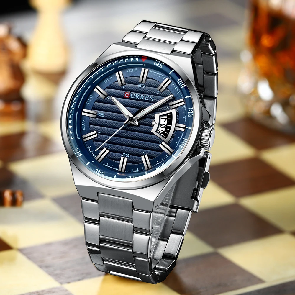 CURREN новые мужские деловые часы полностью Стальные кварцевые лучший бренд класса люкс спортивные водонепроницаемые повседневные мужские наручные часы Relogio Masculino