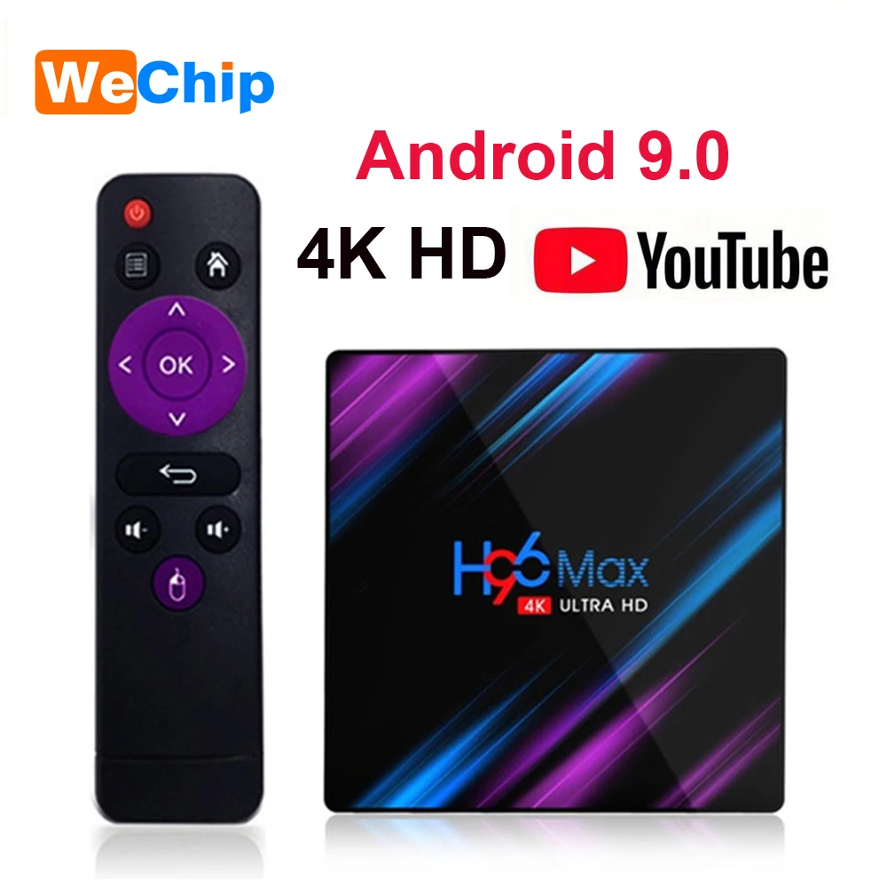 Comprar H96 max Android 9,0 caja de TV 2GB16GB RK3318 H96 MAX 4GB 64GB 2,4G + 5G Wifi Bluetooth reproductor de medios de apoyo 3D película 4G32G Set Top BOX