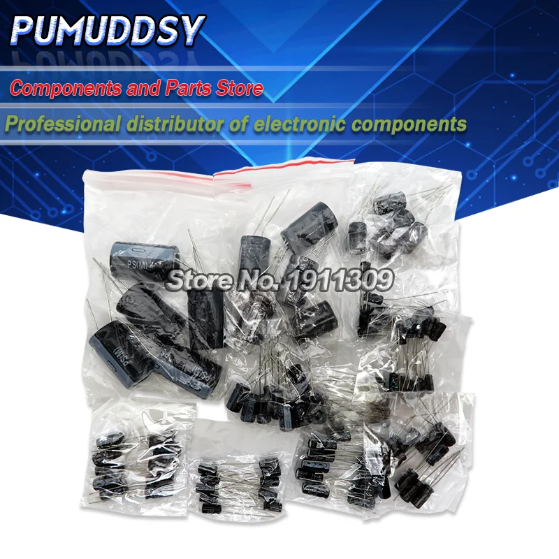 

210Pcs/lot 25 Values 0.1uF ~ 220uF Electrolytic Capacitors Assortment Kit Set 16V/25V/35V/50V DIP Capacitor Pack 1uF 10uf 47uf