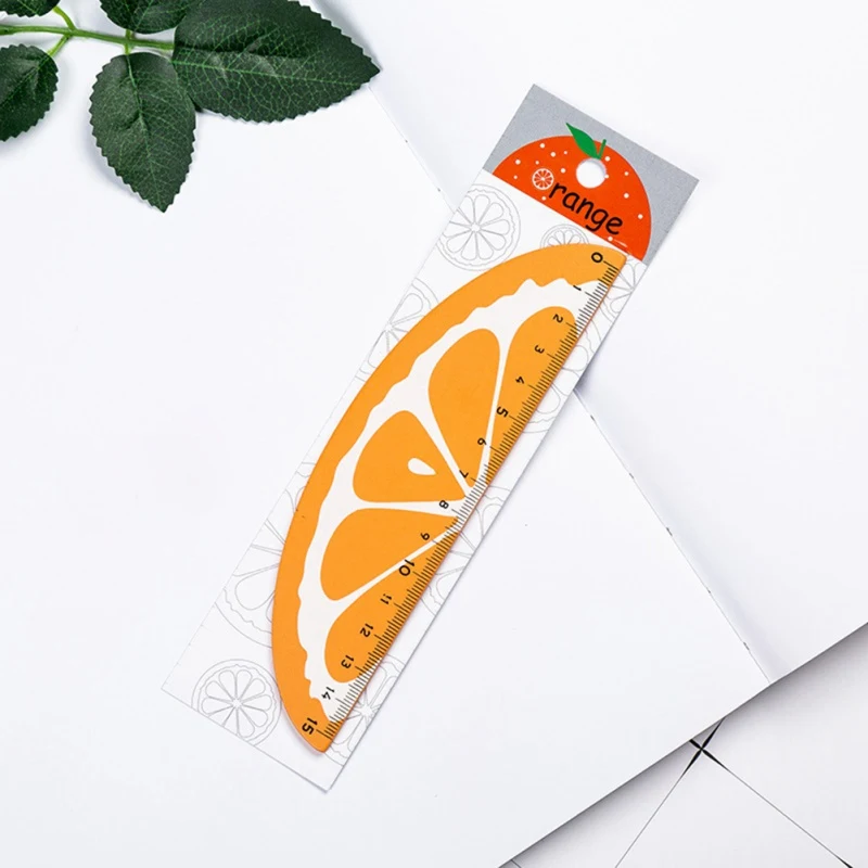 orange Милые Мультяшные деревянные фруктовые линейка прямая измерительный инструмент для рисования школьные принадлежности для учащихся креативная игрушка - Цвет: orange